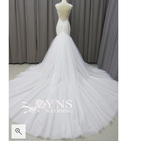 Antique White Satin Lace Tulle Beaded Bridal Gown - YNS Wedding Tokyo - Picture 16 of 16